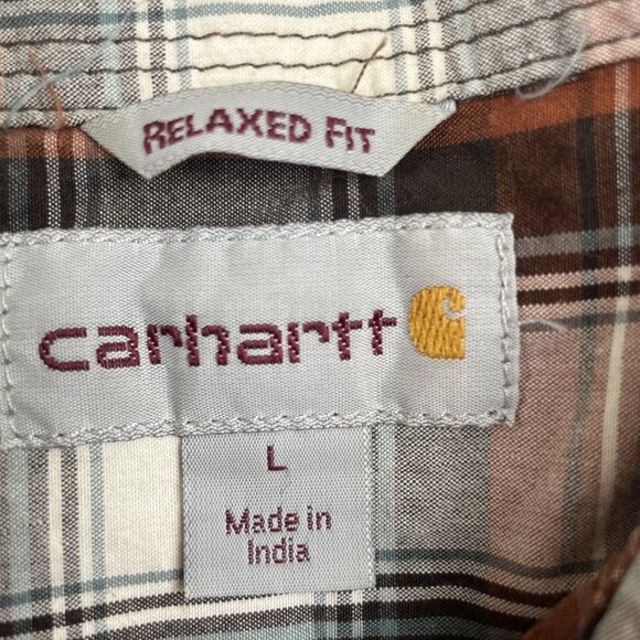 Carhartt Relaxed Fit Button Up Shirt Men’s L Plaid Short Sleeve  Cotton Lot Of 2 - Picture 3 of 12